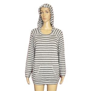 Gray and Black Striped Pullover Hooded Sweater Size 1X